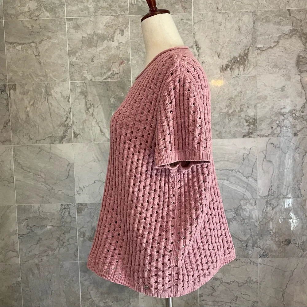 DKNY Jeans Loose Knit Short Sleeve Top - Picture 6 of 9